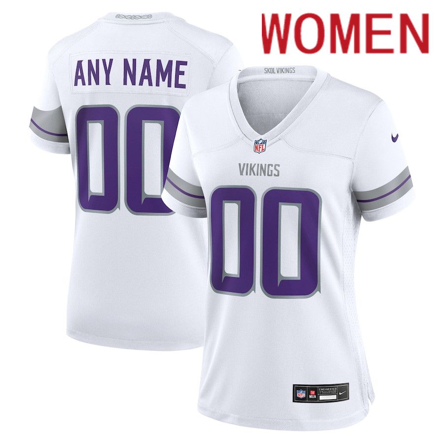 Women Minnesota Vikings Custom White Nike Alternate Game NFL Jersey->customized nfl jersey->Custom Jersey